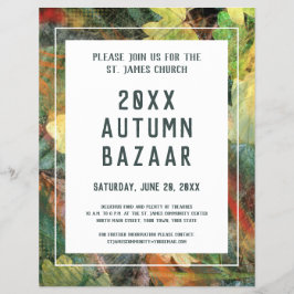 秋のバザールスクールまたはコミュニティイベントグリーンリーフ チラシ