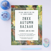 秋のバザールスクールまたはコミュニティイベントグリーンリーフ チラシ (シングル)