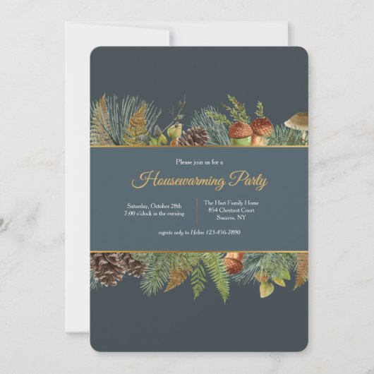 秋のバナー引っ越し祝いパーティー招待状 招待状 (正面)