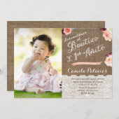 秋のバプテスマ誕生日スペインのイン，バウティゾクンプル 招待状 (正面/裏面)