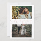 秋のバラの葉のシックな結婚式 2 枚の写真 保存日付 招待状 (正面)