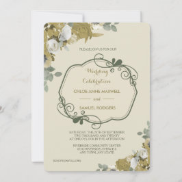 秋のバライン金ゴールドとシルバー結婚式招待状 招待状