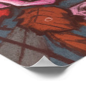 秋のバラフローラ素朴アートフラワーズピンクオレンジ ポスター (角)