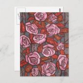 秋のバラフローラ素朴アートフラワーズピンクオレンジ ポストカード (正面/裏面)