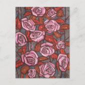 秋のバラフローラ素朴アートフラワーズピンクオレンジ ポストカード (正面)
