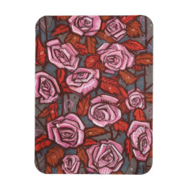 秋のバラフローラ素朴アートフラワーズピンクオレンジ マグネット