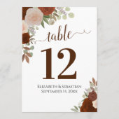 秋のバラ結婚のテーブル番号カード(大) (裏面)