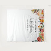 秋のバラ ブルガンディ オレンジ 花の背景 タペストリー (正面(横))