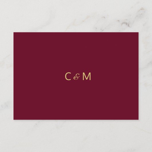 秋のバーガンディゴールド結婚式詳細挿入 エンクロージャーカード (裏面)