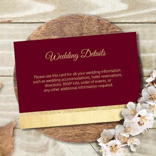 秋のバーガンディゴールド結婚式 詳細挿入 エンクロージャーカード