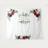 秋のバーガンディピンクの花のブライダルシャワープロップ タペストリー (正面(横))