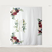 秋のバーガンディピンクの花のブライダルシャワープロップ タペストリー (正面)