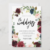 秋のバーガンディーフラワーの結婚式招待状 招待状 (正面)