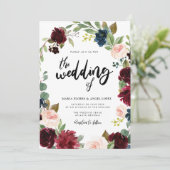 秋のバーガンディーフラワーの結婚式招待状 招待状 (スタンド正面)