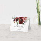 秋のバーガンディーフラワーフォールドサンクスカード サンキューカード (正面)