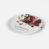 秋のバーガンディーフラワーブライダルシャワーパーティー ペーパープレート (アングル)