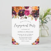 秋のバーガンディーフラワー フォールエンゲージメントパーティー 招待状 (スタンド正面)