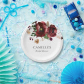 秋のバーガンディーフラワー ブライダルシャワー パーティー ペーパープレート (パーティー)