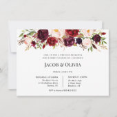 秋のバーガンディー ウェディング リハーサル ディナー招待状 招待状 (正面)