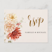 秋のバーガンディー 結婚式 RSVP ポストカード (正面)