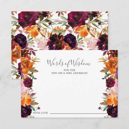 秋のバーガンディ オレンジ 花言葉の知恵カード 招待状 (正面/裏面)