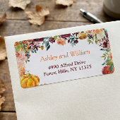 秋のバーガンディ オレンジ 花 葉 かぼちゃ ラベル