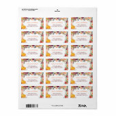 秋のバーガンディ オレンジ 花 葉 ラベル (フルシート)