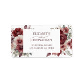 秋のバ素朴ルガンディフローラ水彩結婚式 ラベル (正面)