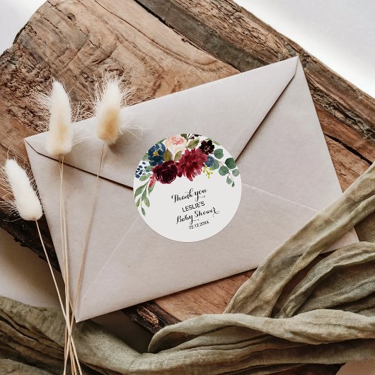 秋のバ素朴ルガンディ赤ちゃんシャワーありがとう ラウンドシール