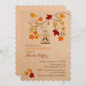 秋のバ素朴ードケージブライダルシャワーの招待 招待状 (正面/裏面)