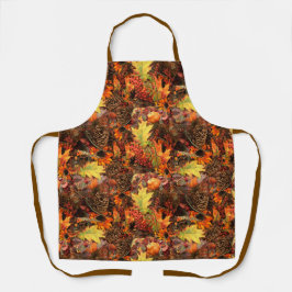 秋のパインコーンと紅葉 エプロン