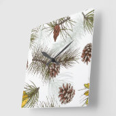 秋のパインコーン スクエア壁時計 (傾斜)