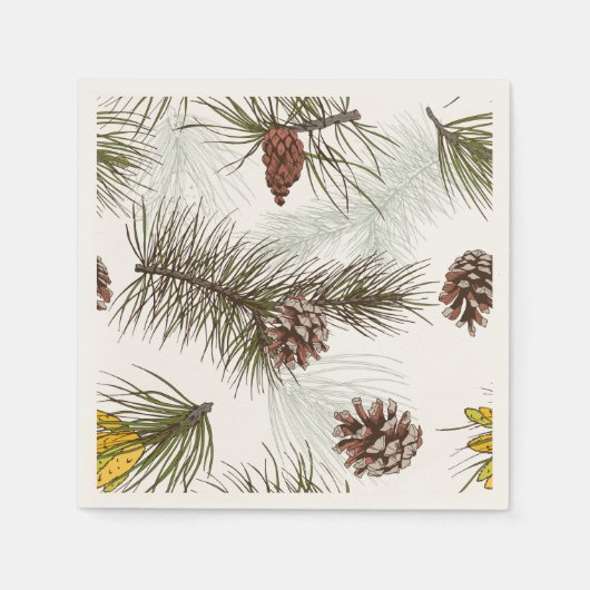 秋のパインコーン スタンダードカクテルナプキン (正面)