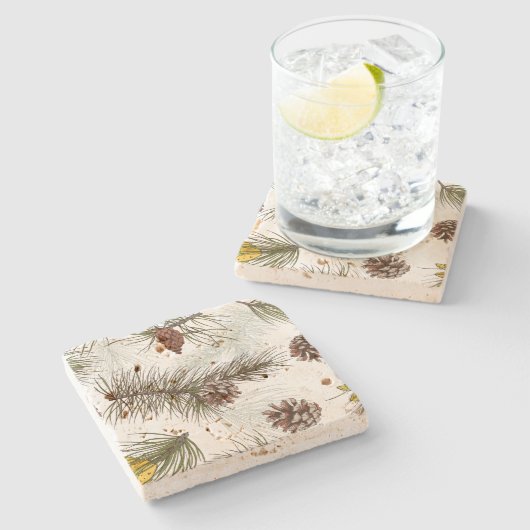 秋のパインコーン ストーンコースター (横)