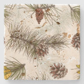 秋のパインコーン ストーンコースター (正面)