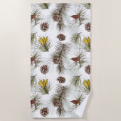 秋のパインコーン ビーチタオル (正面)