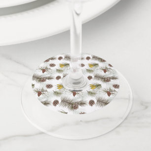 秋のパインコーン ワイングラスタグ