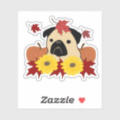 秋のパグ離れ（、カボチャ、ひまわり） シール (シート)