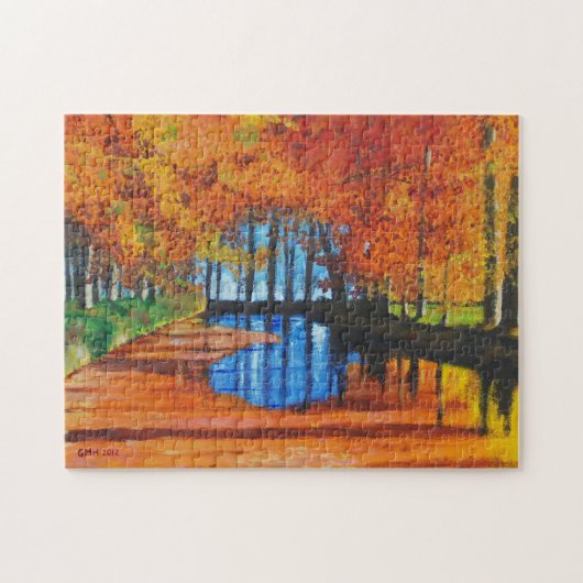 秋のパズルのオランダ運河 ジグソーパズル (横)
