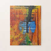 秋のパズルのオランダ運河 ジグソーパズル (縦)