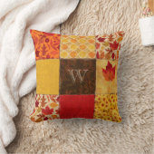 秋のパッチワークのモノグラム クッション (ブランケット)
