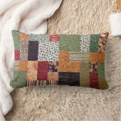 秋のパッチワークキルト ランバークッション (ブランケット)