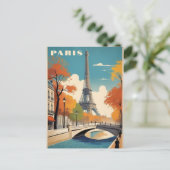 秋のパリエッフェルタワーレトロ旅行 ポストカード (スタンド正面)