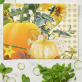 秋のパンプキンオンジンガム キッチンタオル (折り畳み)