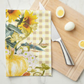 秋のパンプキンオンジンガム キッチンタオル (四つ折り)