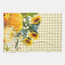 秋のパンプキンオンジンガム キッチンタオル