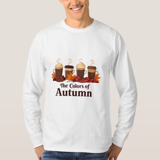秋のパンプキンスパイスコーヒー秋 Tシャツ (正面)