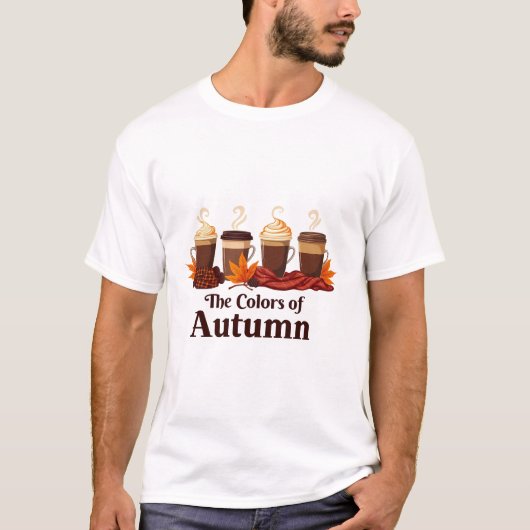 秋のパンプキンスパイスコーヒー秋 Tシャツ (正面)