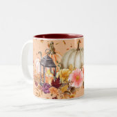 秋のパンプキンセンターピース ツートーンマグカップ (正面左)