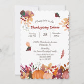 秋のパンプキンブーケ感謝祭ディナー 招待状 (正面)